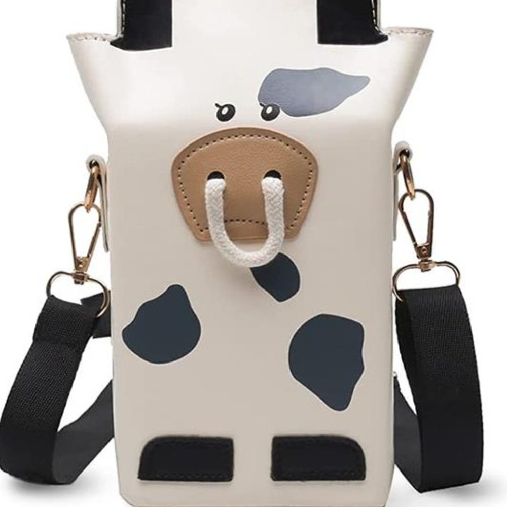 Cow Pattern Milk Crossbody Handbag Purse for Women Girls